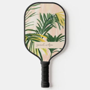 Raquette De Pickleball Boho Blush Green Tropical Palm Plage Feuille