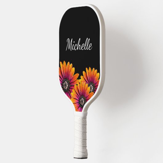 Raquette De Pickleball Boho Daisies Botanique Rustique Noir (Gauche)