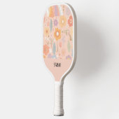 Raquette De Pickleball Boho Floral Abstrait Personnalisé Rose Dusty (Gauche)