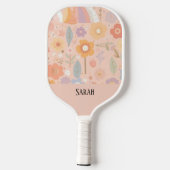 Raquette De Pickleball Boho Floral Abstrait Personnalisé Rose Dusty (Verso)