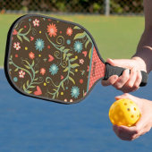Raquette De Pickleball Boho Floral Nom personnalisé Initiales Élégant