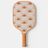Raquette De Pickleball Boho Sun Initiales Monogrammes Brown rose rayé (Recto)