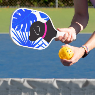 Raquette De Pickleball Bois de pickleball Île tropicale noire Chien bleu