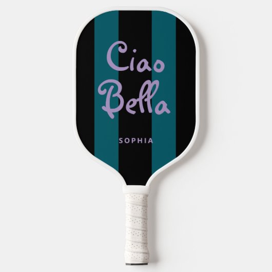 Raquette De Pickleball Bold Black and Teal Stripes | Ciao Bella (Recto)