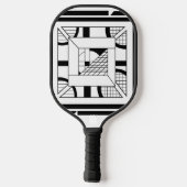Raquette De Pickleball Bold Black White Geometric Abstract Line Art (Verso)