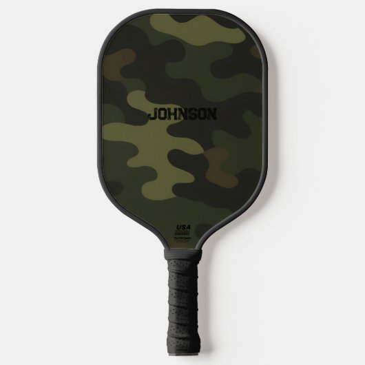 Raquette De Pickleball Bold Camo Earthy Greens Browns Customizable Name (Recto)