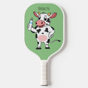 Raquette De Pickleball Bonne vache avec dessin animé de biberon