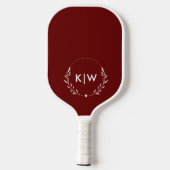 Raquette De Pickleball Bordeaux et Blanc | Monogramme Initiales Modernes (Verso)