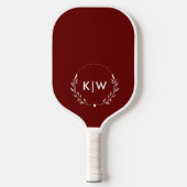 Raquette De Pickleball Bordeaux et Blanc | Monogramme Initiales Modernes (Recto)