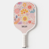 Raquette De Pickleball Botanique Boho Floral Abstrait Personnalisé (Verso)