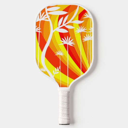 Raquette De Pickleball Botanique orange et blanche (Recto)