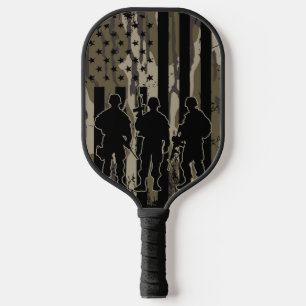 Raquette De Pickleball Bottomland Camo drapeau américain et soldats