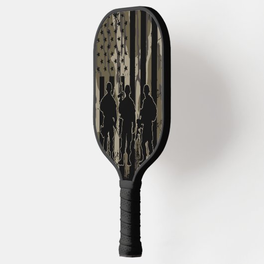 Raquette De Pickleball Bottomland Camo drapeau américain et soldats (Gauche)