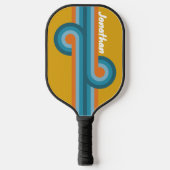 Raquette De Pickleball Boucle rayée rétro avec nom (Recto)