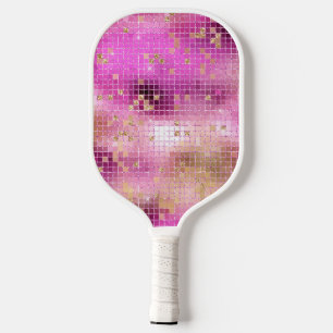 Raquette De Pickleball Boule à facettes disco Or Violet Rétro 70's