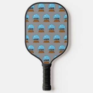 Raquette De Pickleball Boule à neige avec trois hiboux gnomes