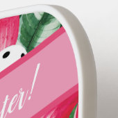 Raquette De Pickleball 🌺 🌴 Boule tropicale à l'hibiscus, avec texte (Détail gauche)