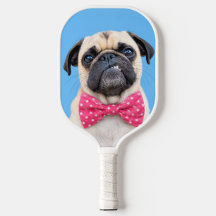 Raquette De Pickleball Bouledogue portant un nœud rose