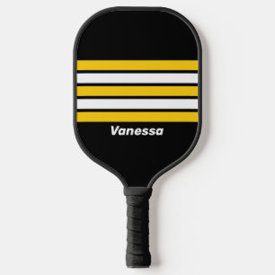 Raquette De Pickleball Bourdon Nostalgique à travers les rayures avec nom