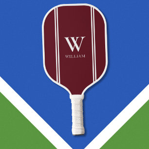 Raquette De Pickleball Bourgogne moderne Nom initial Monogramme