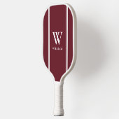 Raquette De Pickleball Bourgogne moderne Nom initial Monogramme (Gauche)