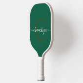 Raquette De Pickleball Bouteille Monogramme Moderne Verte & Blanche (Gauche)