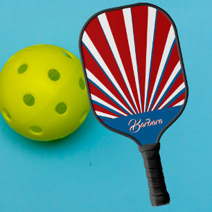 Raquette De Pickleball Bright Bold Rouge Bleu Bleu Bleu Nom personnalisé