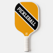 Raquette De Pickleball Bright Golden Yellow Black Diagonal Racing Stripes (Recto)