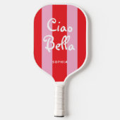 Raquette De Pickleball Bright Red and Pink Stripes | Ciao Bella (Verso)