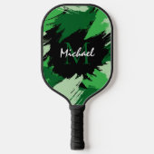 Raquette De Pickleball Brosse nuances de nom vert avec monogramme (Recto)