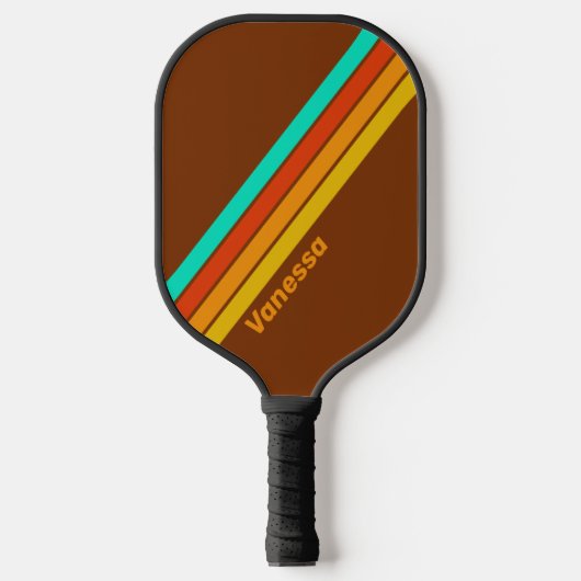 Raquette De Pickleball Brouillard du sol forestier rayé de nom (Recto)