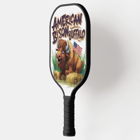 Raquette De Pickleball Buffle de bison américain avec drapeau américain (Gauche)