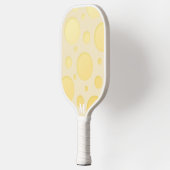 Raquette De Pickleball Bulles jaunes et blanches Monogramme moderne (Gauche)