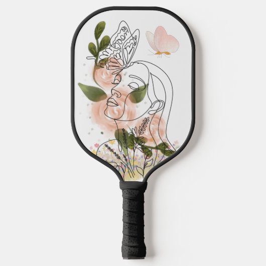 Raquette De Pickleball Butterfly Mind – floral line art (Recto)
