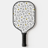 Raquette De Pickleball cacahuètes | Snoopy & Woodstock B&W Flower Motif (Recto)