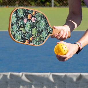 Raquette De Pickleball Cactus en fleurs et succulents