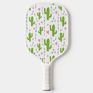 Raquette De Pickleball Cactus mignons avec le coeur en vert