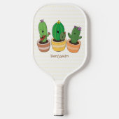Raquette De Pickleball Cactus trio chantante mignonne dessin animé (Verso)