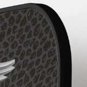 Raquette De Pickleball Caducée personnalisée Noir & Argent (Détail gauche)