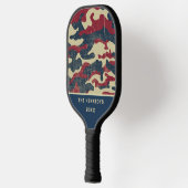 Raquette De Pickleball Camo Drapeau Rustique Américain Patriotique Nom de (Gauche)
