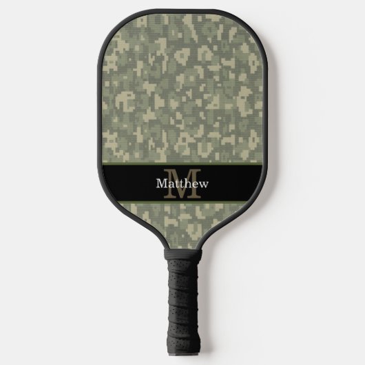 Raquette De Pickleball Camo numérique chasseur militaire Monogramme initi (Recto)