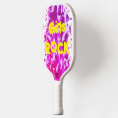 Raquette De Pickleball Camouflage rose avec texte jaune | (Gauche)