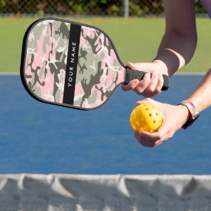 Raquette De Pickleball Camouflage Rose et Vert Personnalisez votre nom