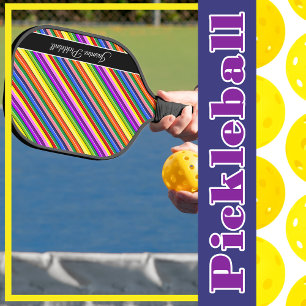 Raquette De Pickleball Capsule arc-en-ciel coloré rayé personnalisé
