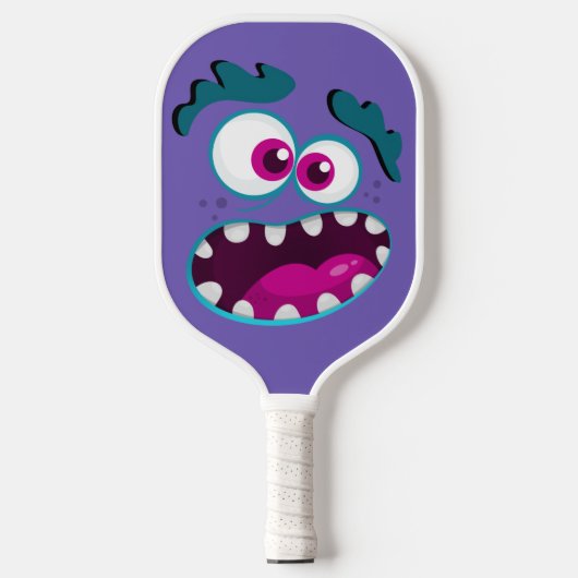 Raquette De Pickleball Caractère Monstre Violet Drôle Joyeux Visage Effra (Recto)