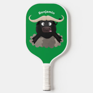 Raquette De Pickleball Caricature amusante de buffle d'eau courante