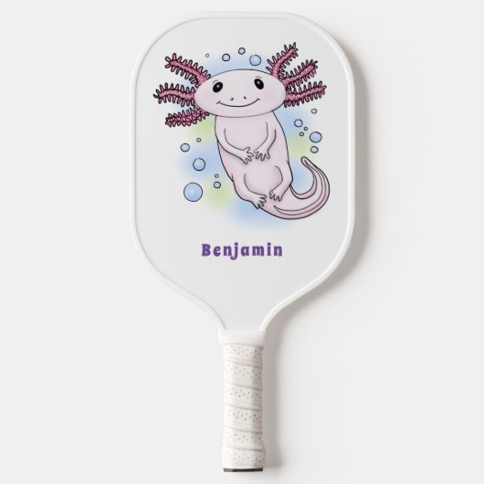 Raquette De Pickleball Caricature axolotl rose adorable (Recto)