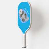 Raquette De Pickleball Caricature bleu loutre de mer joyeux (Gauche)