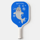 Raquette De Pickleball Caricature de bulles de narval joyeux (Verso)