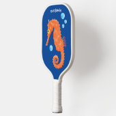 Raquette De Pickleball Caricature de bulles d'hippocampe orange (Gauche)
